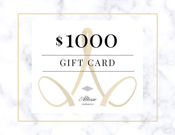 Altesse Cashmere best men's and women's cashmere $1000 gift card