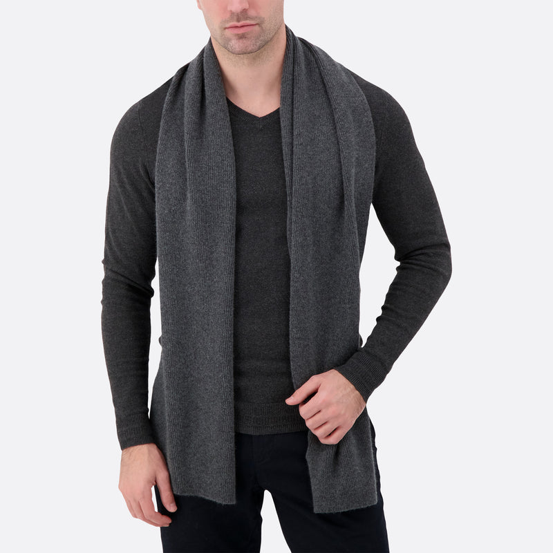 Altesse Cashmere best men's cashmere scarf charcoal grey