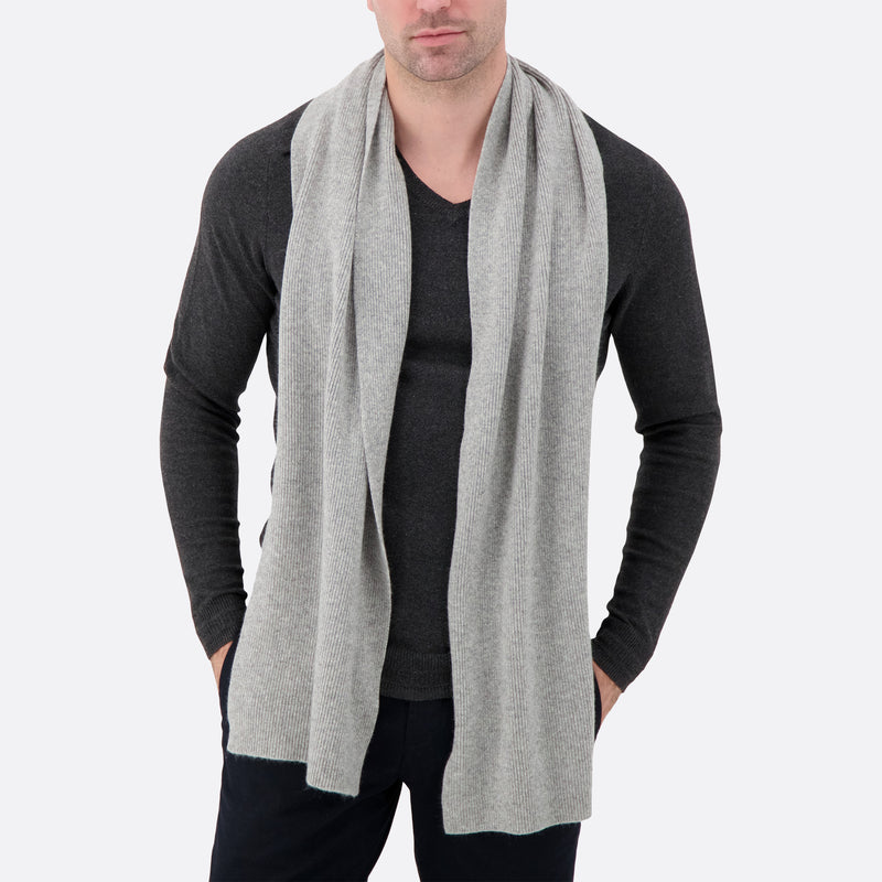 Altesse Cashmere best men's cashmere scarf ash grey