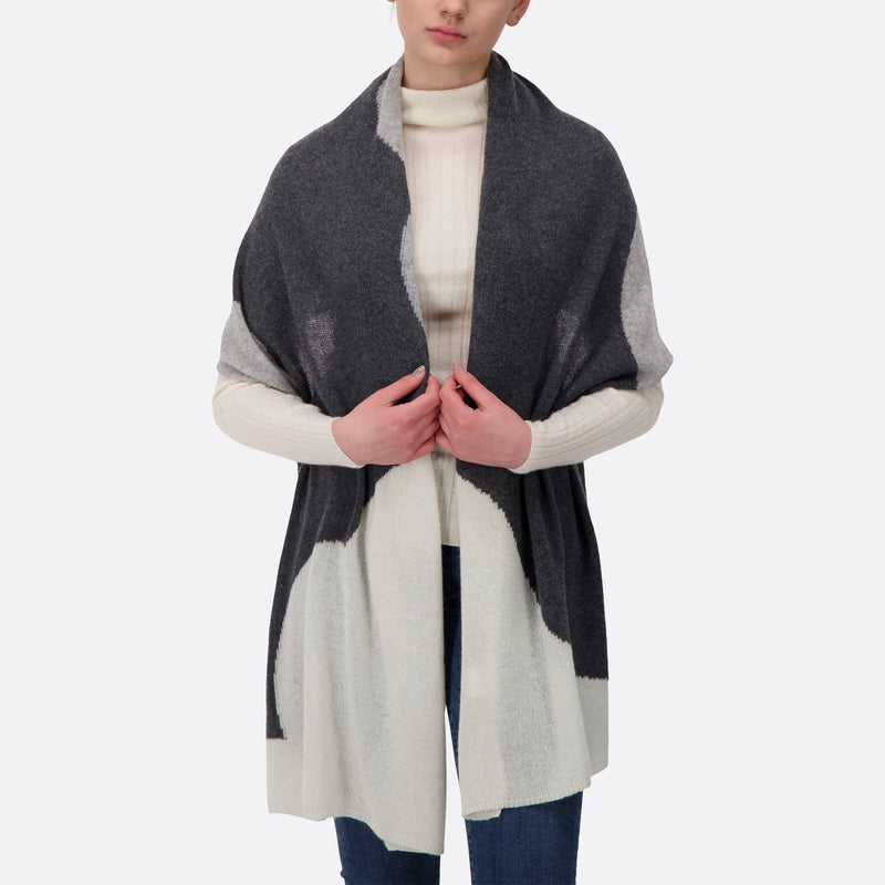 Altesse Cashmere best women's cashmere dark grey multi shawl scarf